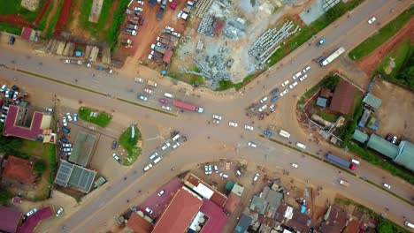 aerial view of traffic in ring road within the industrial area in kampala, uganda