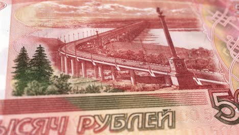 5000 russian ruble - the national currency of russia - extreme detail of russian ruble russian currency - 5000 ₽ russian ruble - printing money - 4k - russian federation currency stock video - obverse of 5000 russian rubles