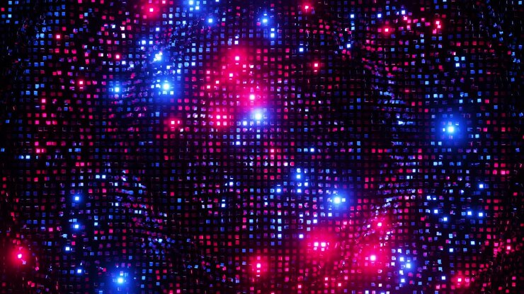 Multicolored cubes pulsating to the beat of the music. Infinitely looped animation.