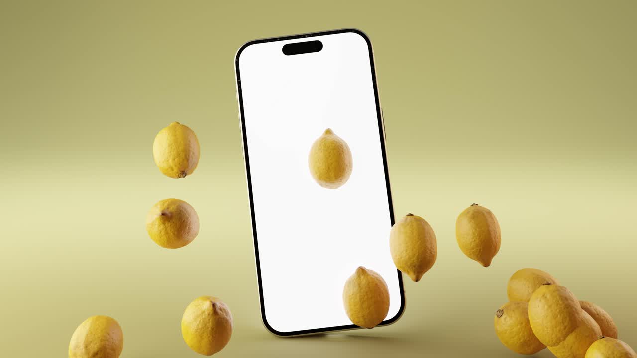 3d animation of mockup smartphone with lemons