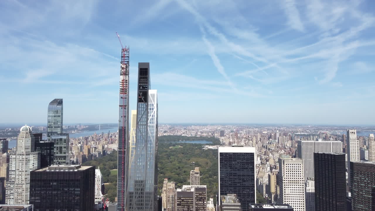 View from top on New York City buildings