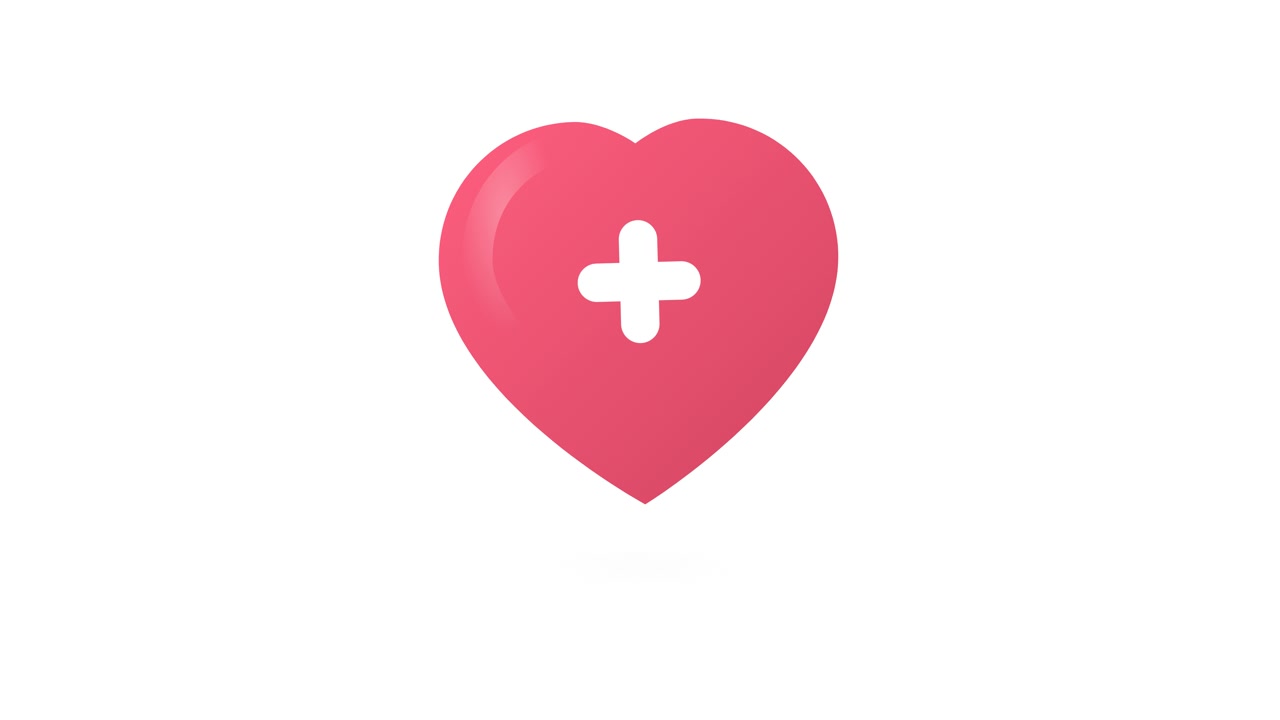 Animated Pink Heart with White Plus Sign Icon