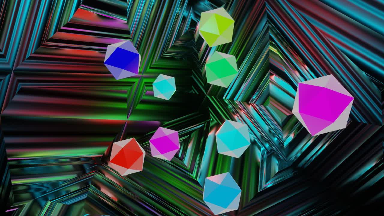 el bucle de la discoteca flotando esferas multicolores.