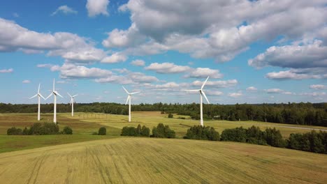 Aerial-View-of-Wind-Farm-or-Wind-Park,-With-High-Wind-Turbines-for-Generation-Electricity