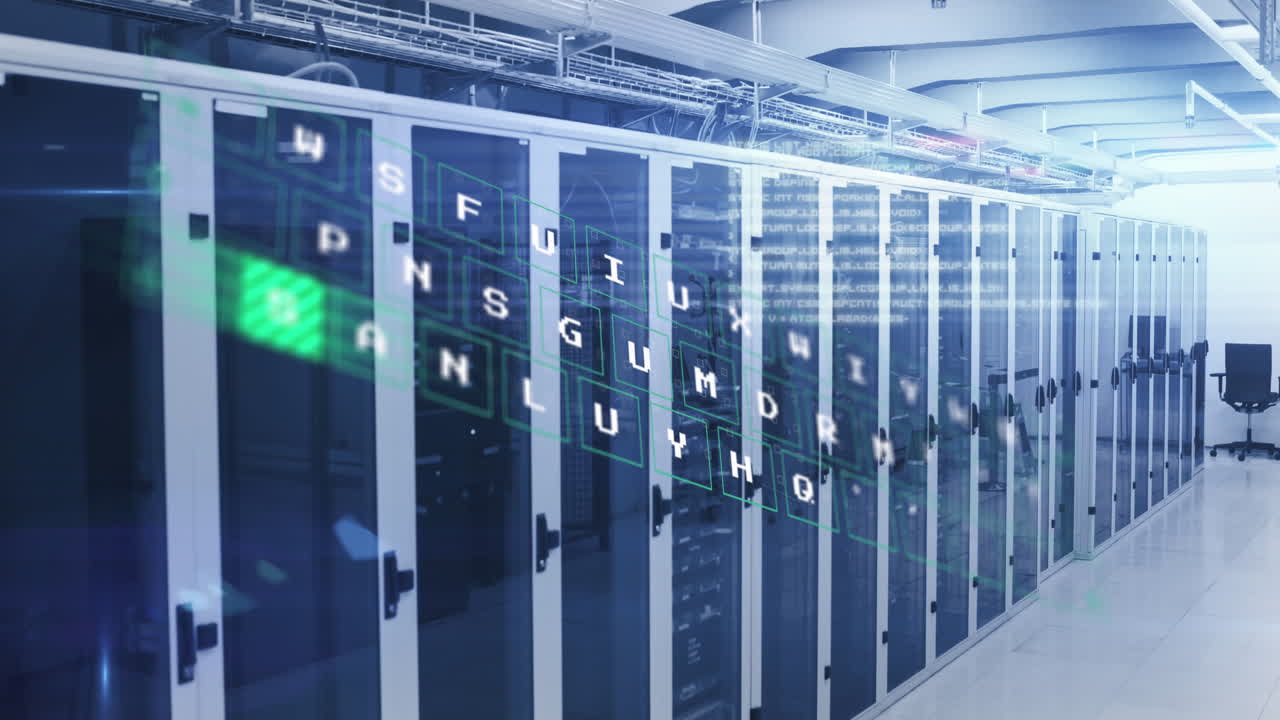 Animation of data processing against computer server room