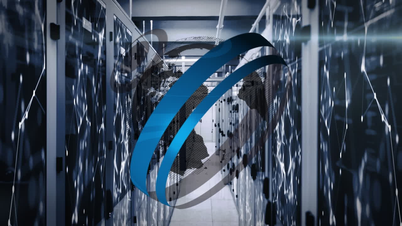 컴퓨터 서버 에 대한 회전 지구와 연결 네트워크의 애니메이션