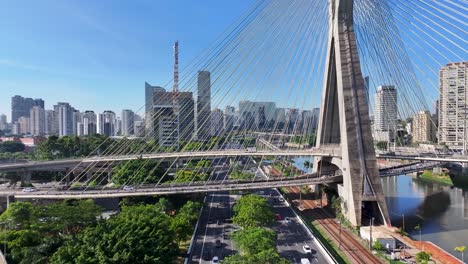 estaiada bridge at cityscape in sao paulo brazil