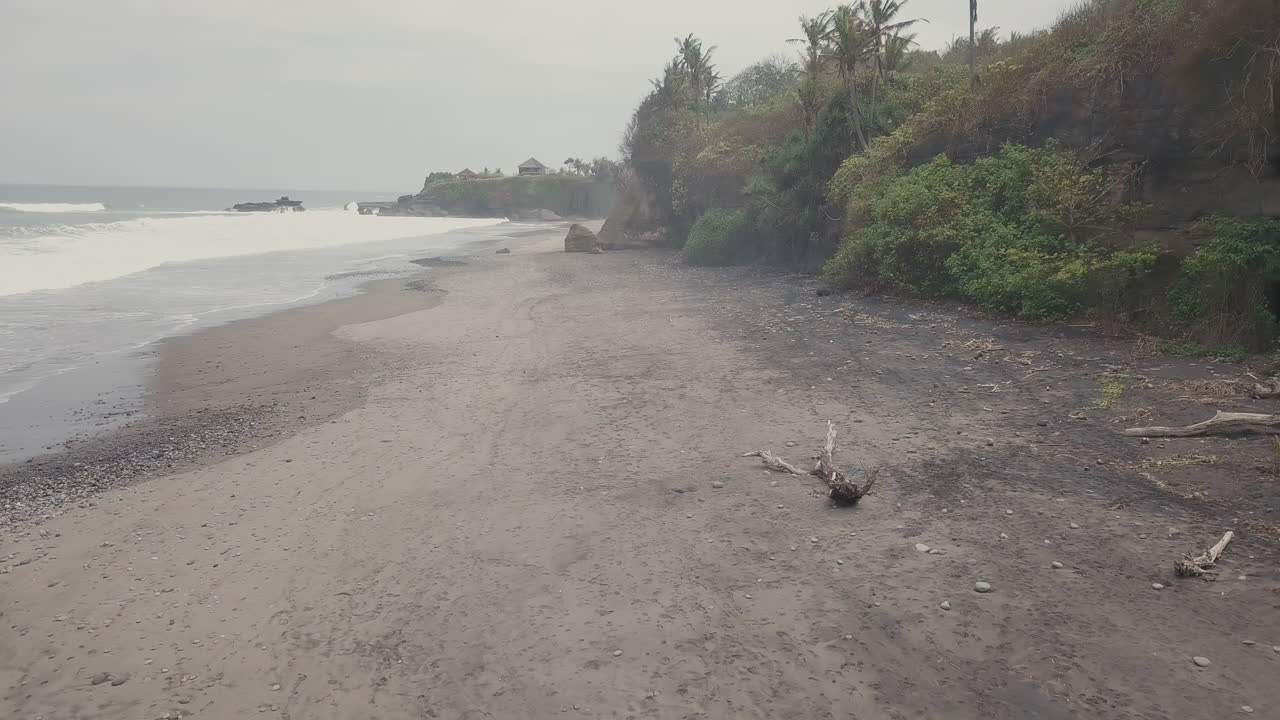 Ocean Coast With Man Working On Laptop