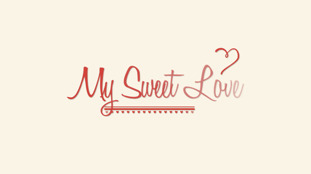 애니메이션 근접 촬영 발렌타인 데이 배경에 선이 있는 내 달콤한 사랑 텍스트 및 모션 하트