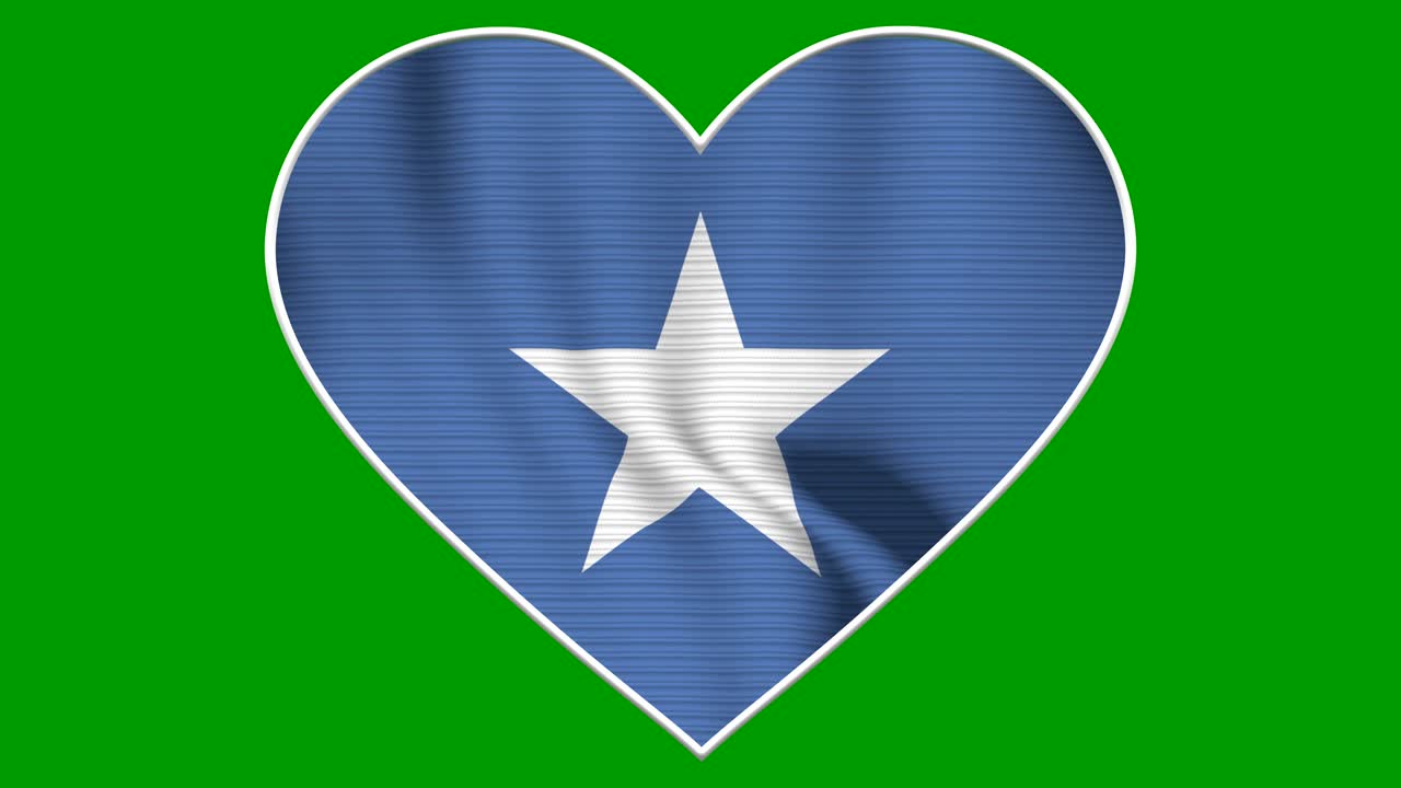 Somalia Heart Love Flag Loop - Realistic 4K flag waving in the wind