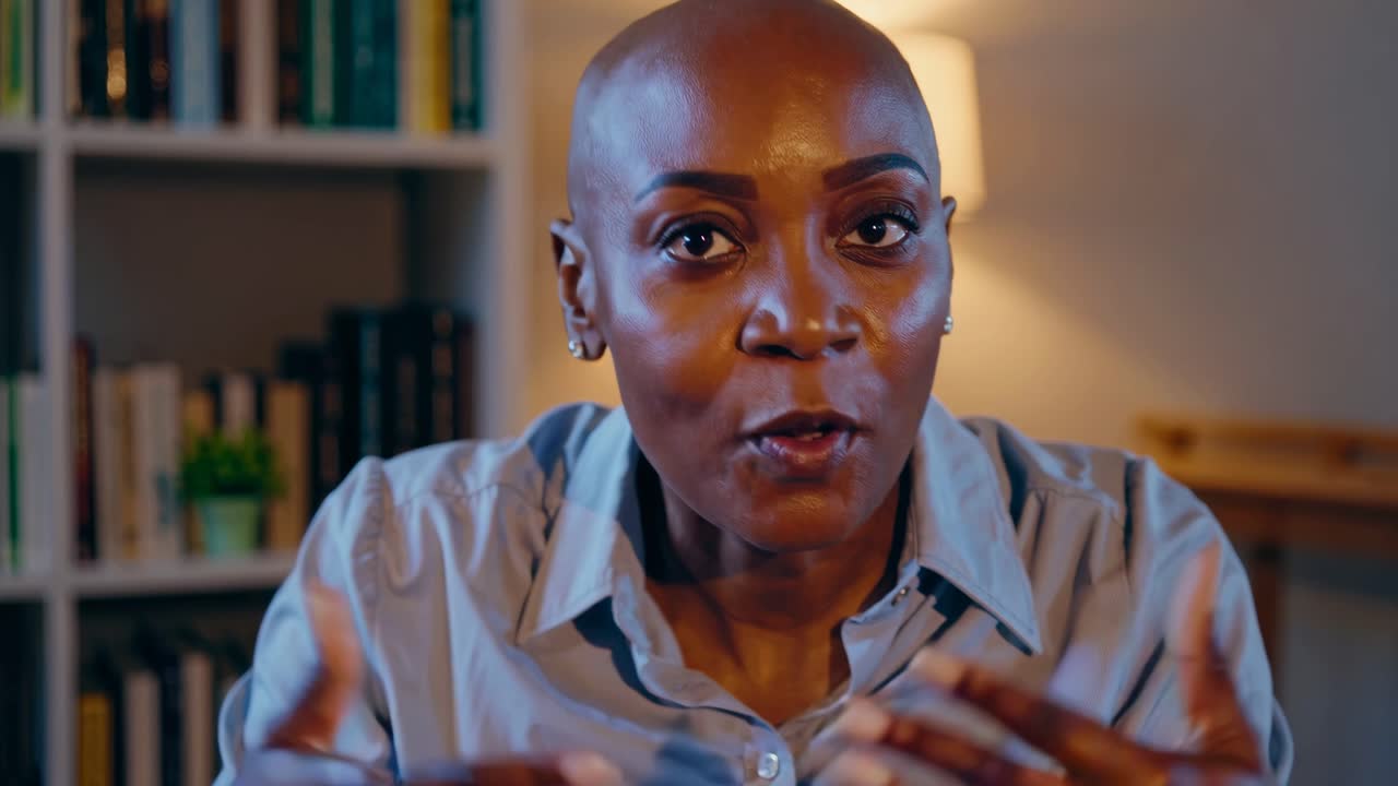 Close-up video of a person speaking enthusiastically, with a warm, inviting background