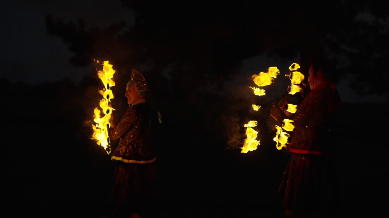 Fire Jugglers at Night