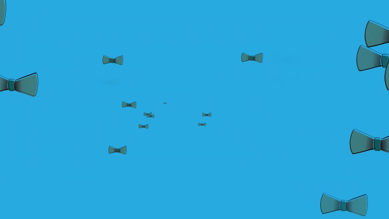 파란색 배경 위에 떠다니는  ⁇ 타이의 애니메이션