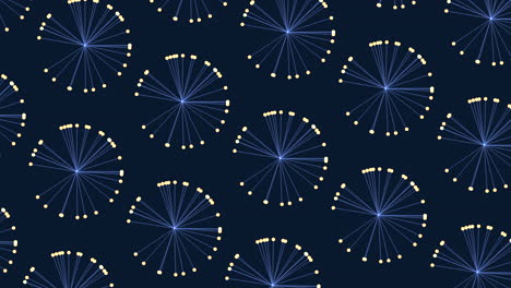 Circular blue and yellow pattern with connected circles