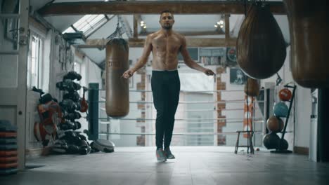 low level shot of man skipping