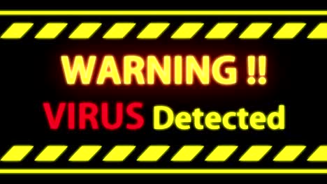 seamless loop virus detect warning alert on black screen.