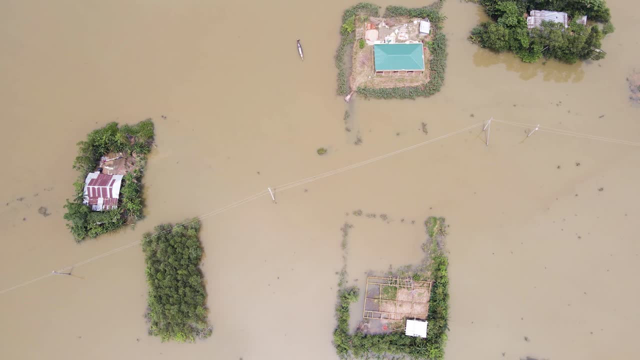 Aerial View of Flooded Houses