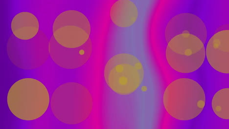 animation of floating spots over colourful shapes moving on purple background