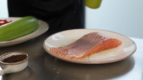 chef preparing salmon