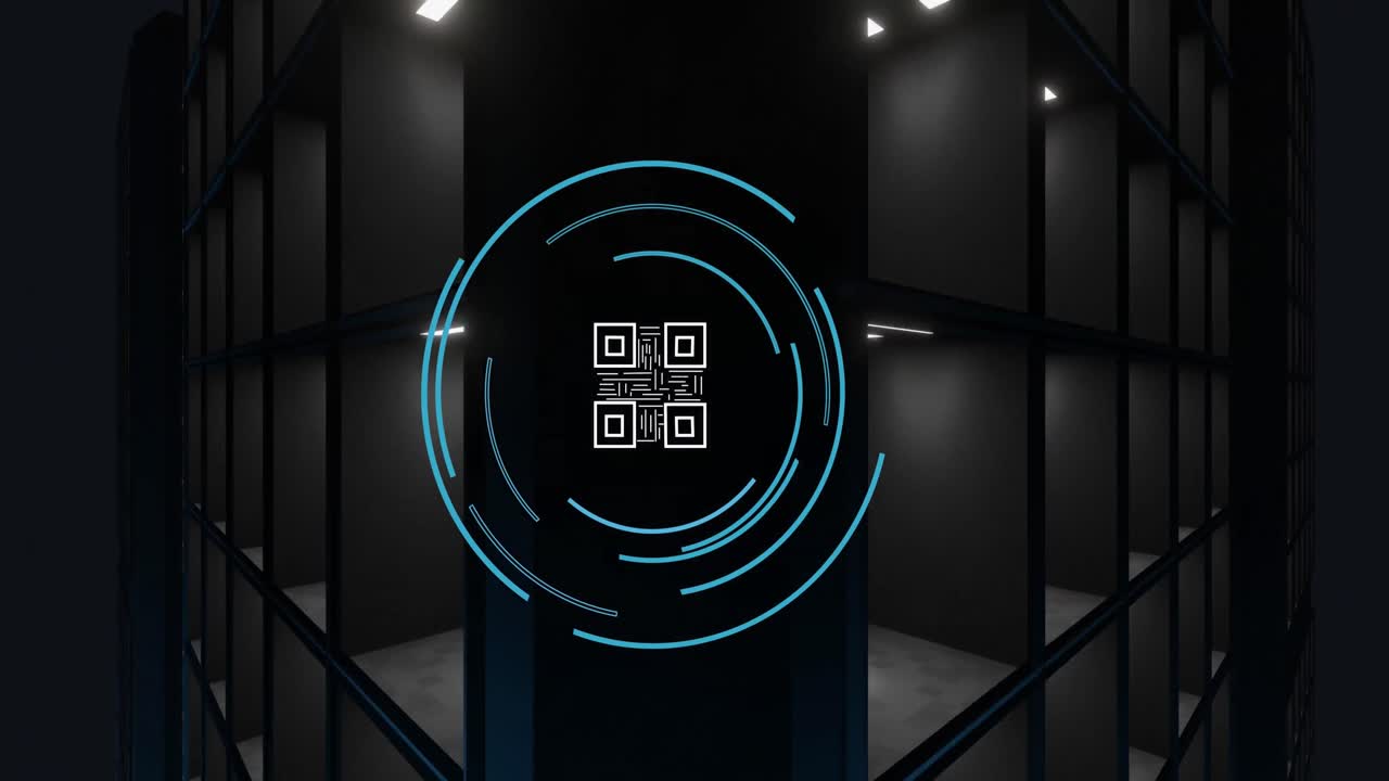 Animation of qr code data processing over computer servers