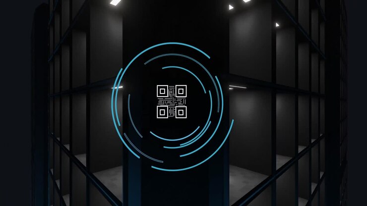 Animation of qr code data processing over computer servers