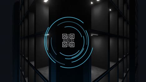 animación del procesamiento de datos de código qr a través de servidores informáticos