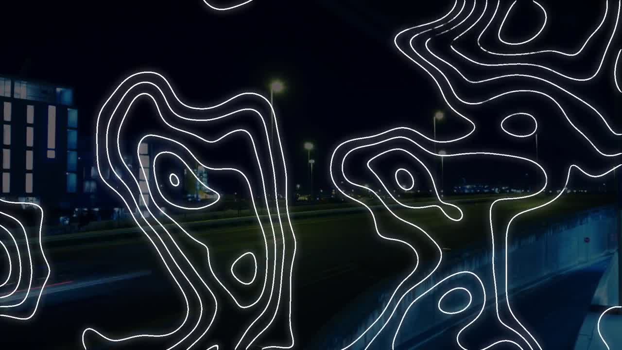 animación de líneas blancas sobre el paisaje urbano