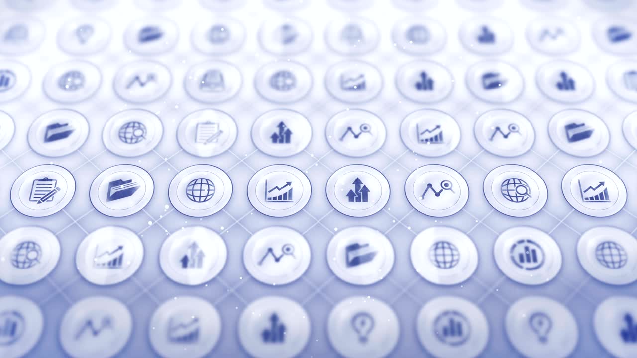 Set of Business Icons, Global Business Background, CG Loop Animation,