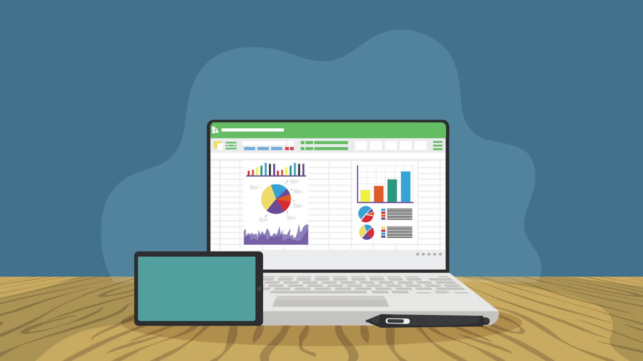dispositivo portátil con animación de documentos