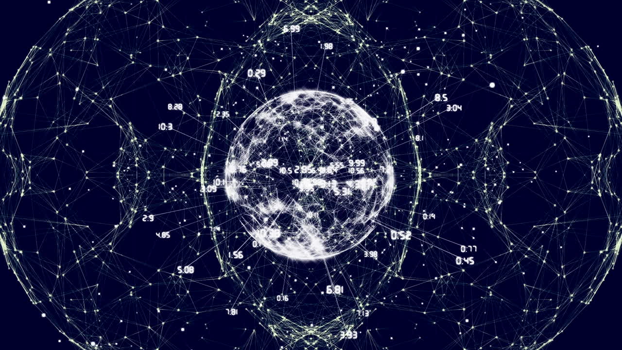 animación del globo a través de la red de conexiones y procesamiento de datos