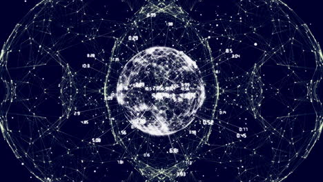 animación del globo a través de la red de conexiones y procesamiento de datos