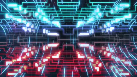 Animation-of-data-processing-over-computer-circuit-board