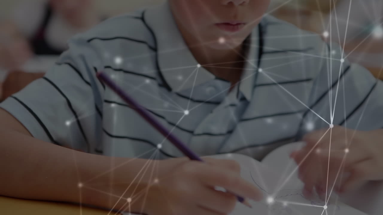 학교생의 글쓰기를 통한 연결 네트워크의 애니메이션