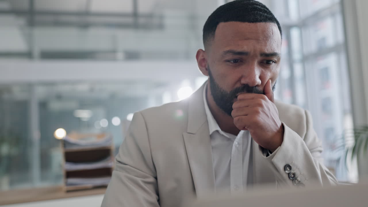 Business, thinking and man with ideas