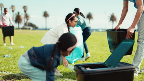 Environment,-girl-and-cleaning-sport-field