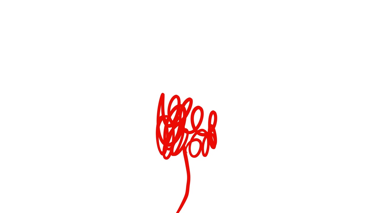 Loop animato di scarabocchio rosso su sfondo bianco
