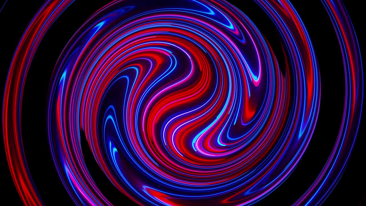 fondo de giro abstracto generado por computadora. renderización 3d fusión circular de líneas de color de neón
