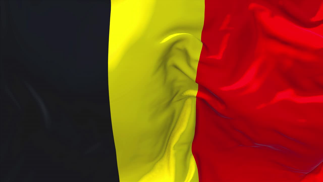 206 belgium flag waving in wind slow motion animation 4k realistic fabric texture flag smooth