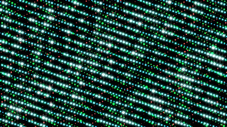 Bright flood lights background with particles and glow. Able to Seamless loop