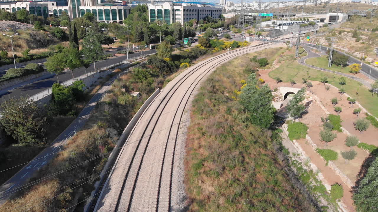 Flying over train rails