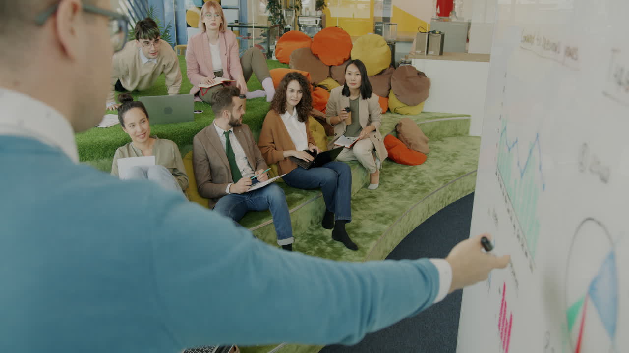 Business Team Meeting Presentation in Modern Office