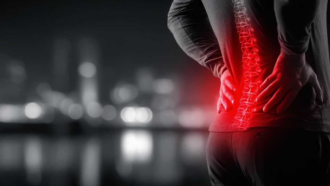 Highlighting the Human Spine: An Artistic Representation of Back Pain and Health Concerns in a Modern Urban Landscape