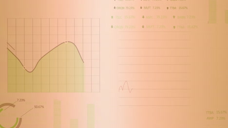 animación del procesamiento de datos estadísticos y bursátiles contra un fondo rosado