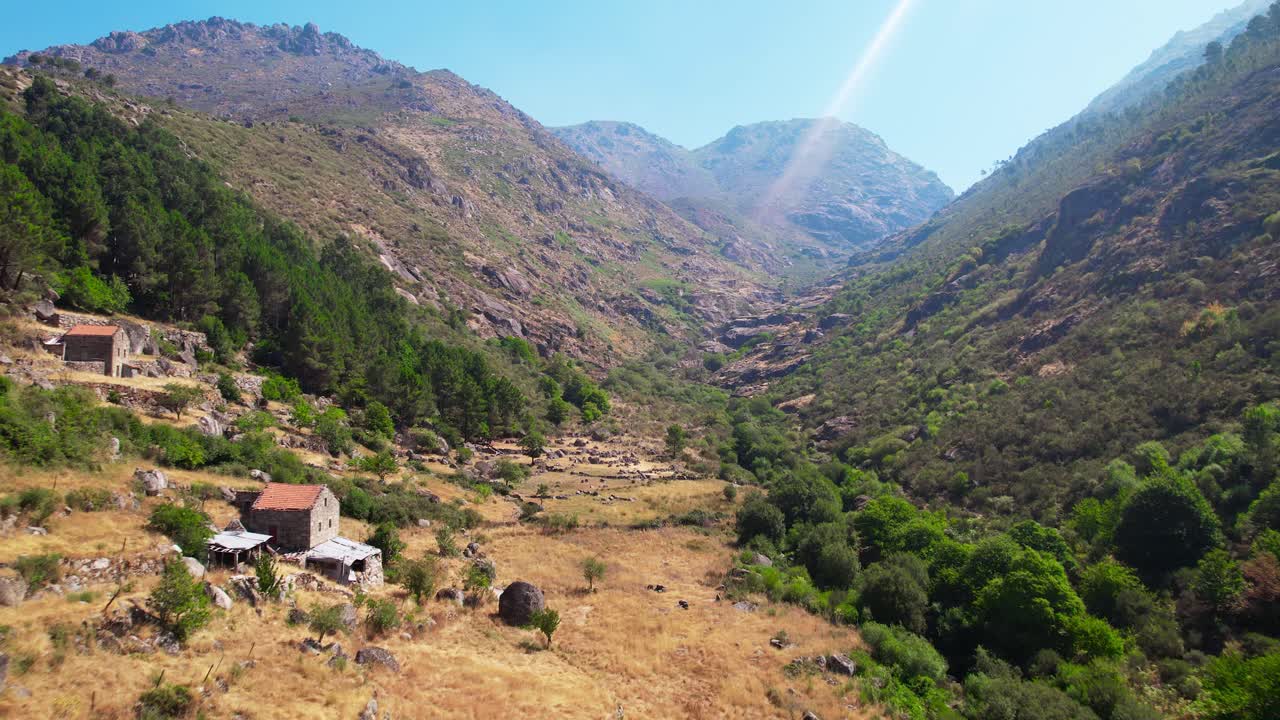 Drone Shot Village of Loriga. Serra da Estrela, Portugal