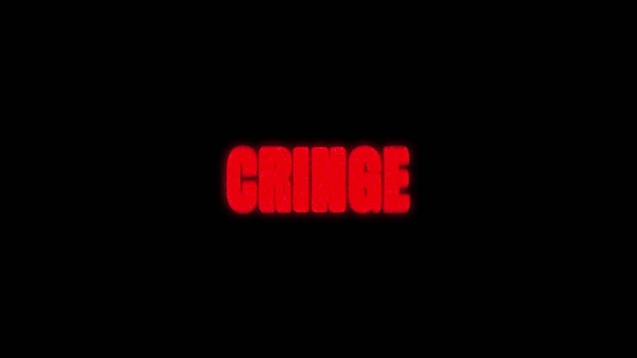 Animated Red 'Cringe' Word on Black Screen