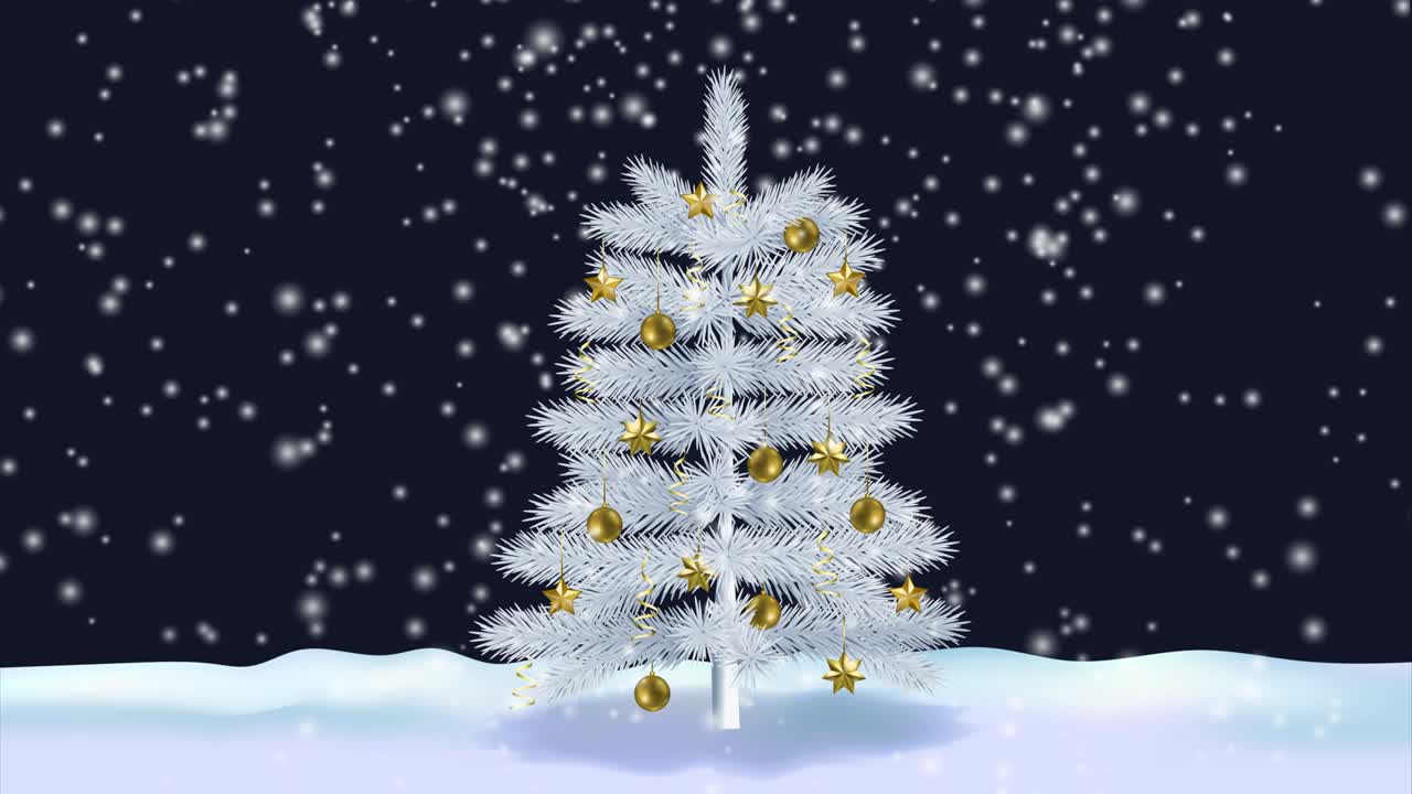크리스마스 트리 및 스노우 애니메이션: 알파 채널과 함께 원활한 루프 모션