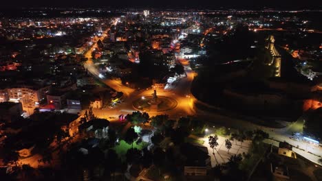 turkish republic of northern cyprus famagusta night aerial drone shooting