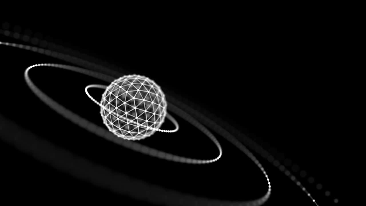 점과 선으로 구성된 구. 현대 와이어 프레임 요소. 기술 그리드 구. 3d 렌더링.