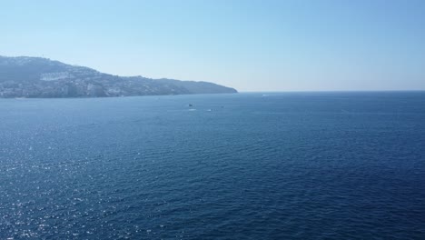 aerial drone shot of the bay of acapulco