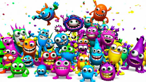 vibrant and playful cartoon monsters group